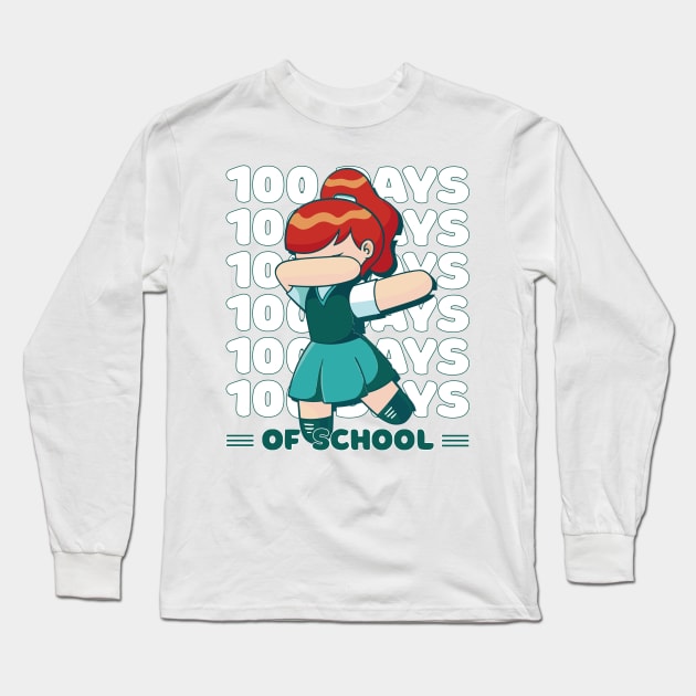 100 Days of school typography featuring a Dabbing girl #2 Long Sleeve T-Shirt by XYDstore